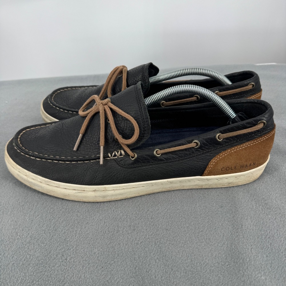 Cole Haan Mens 11.5 M Black Leather Suede Boat Shoes C31044